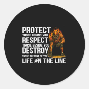 Vintage Protect Respect Destroy Offensive Lineman  Classic Round Sticker