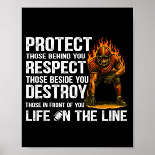Vintage Protect Respect Destroy Offensive Lineman  Poster