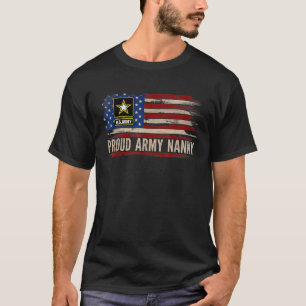 Vintage Proud Army Nanny American Flag Veteran Gif T-Shirt