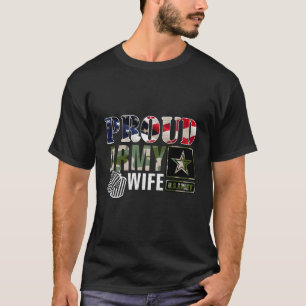Vintage Proud Army Wife Camo With American Flag Gi T-Shirt