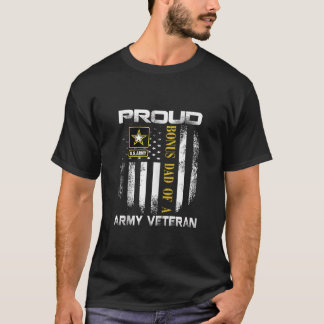 Vintage Proud Bonus Dad Of A Army Veteran With Ame T-Shirt