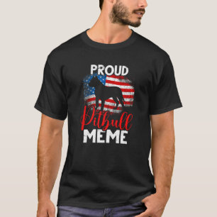 Vintage Proud Pitbull Dog Meme American Flag T-Shirt