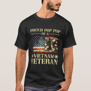 Vintage Proud Pop Pop Vietnam Veteran USA Flag 4Th T-Shirt