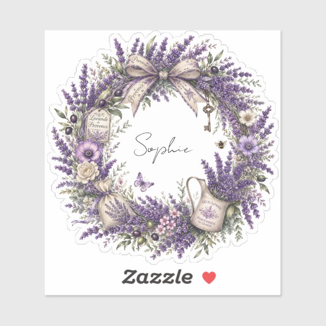 vintage provence lavender wreath personalized (Sheet)