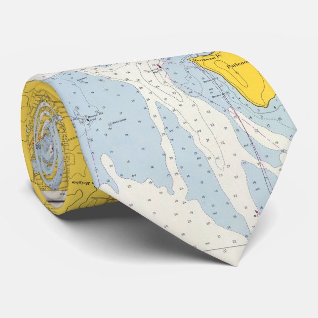 Vintage Providence River & Narragansett Bay Map Tie (Rolled)