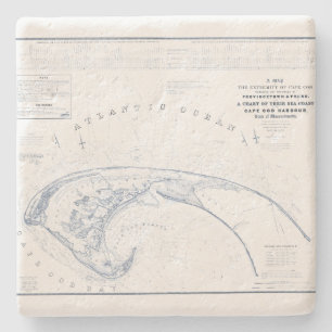 Vintage Provincetown Cape Cod Map Stone Coaster