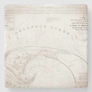 Vintage Provincetown Cape Cod Map Stone Coaster