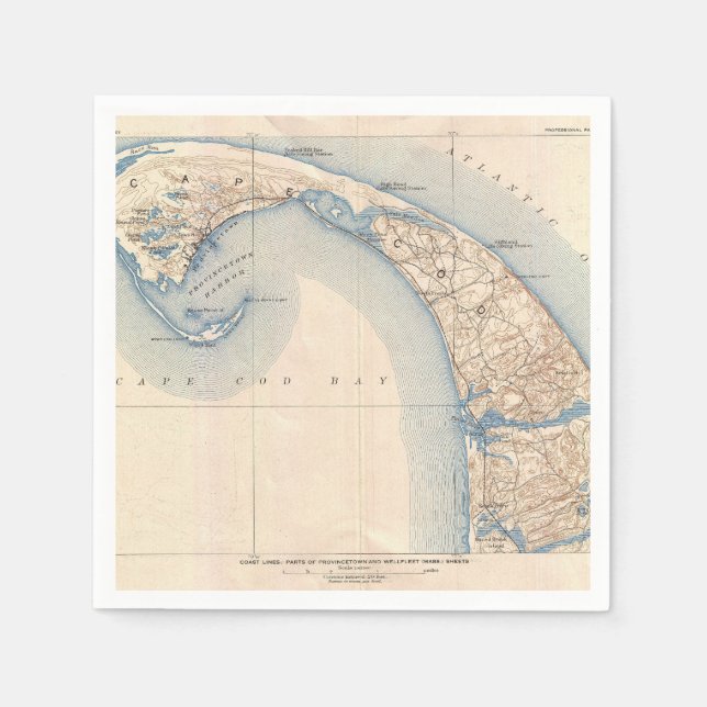 Vintage Provincetown Cape Cod Massachusetts Survey Napkin (Front)