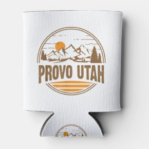 Vintage Provo, Utah Mountain Hiking Souvenir Print Can Cooler