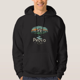 Vintage Provo Utah Mountains Sunset Skyline Citysc Hoodie