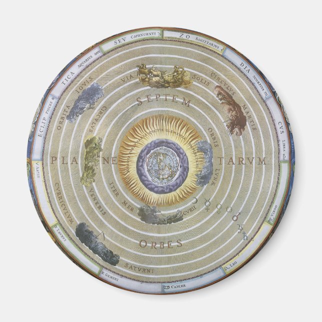 Vintage Ptolemaic Planisphere by Andreas Cellarius Magnet (Front)