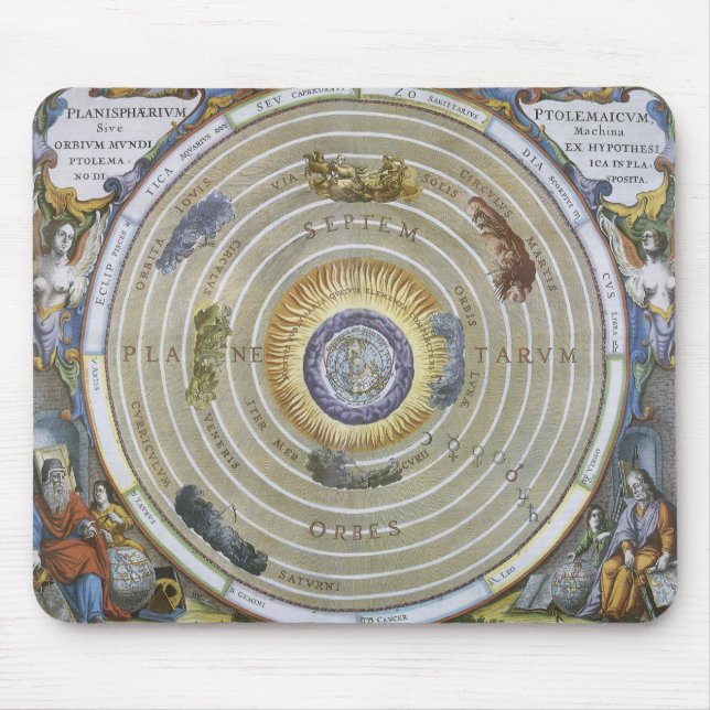 Vintage Ptolemaic Planisphere by Andreas Cellarius Mouse Pad (Front)