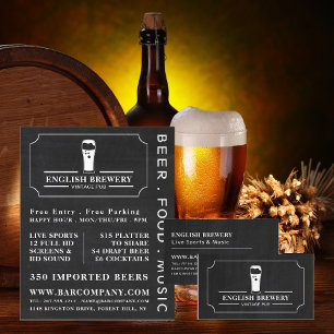 Vintage Pub Chalkboard, Pub/Brewery Advertising Flyer