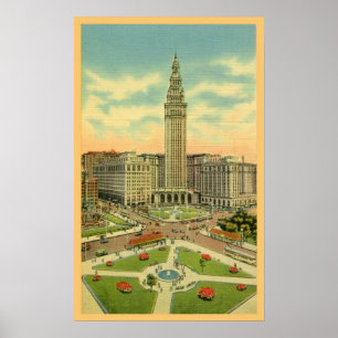Vintage Public Square Cleveland Ohio Poster