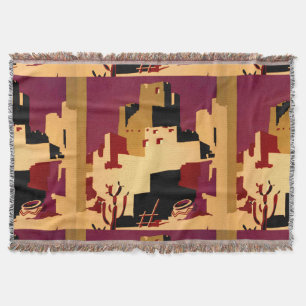 Vintage Pueblos of the Southwest WPA Poster Art Throw Blanket