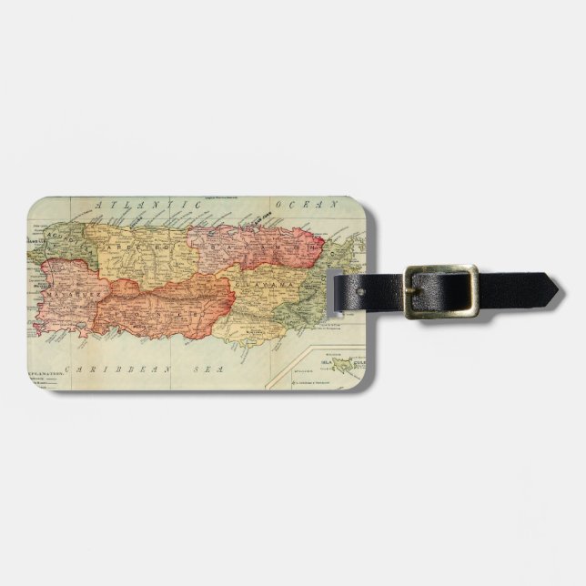 Vintage Puerto Rico Map, 1898 Luggage Tag (Front Horizontal)