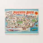 Vintage Puerto rico Map Jigsaw Puzzle<br><div class="desc">It's an old illustrated postcard map of the island of Puerto Rico.  We've repurposed it as an 11x14 puzzle.</div>