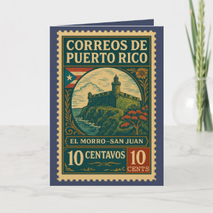 Vintage Puerto Rico Postage Stamp Card