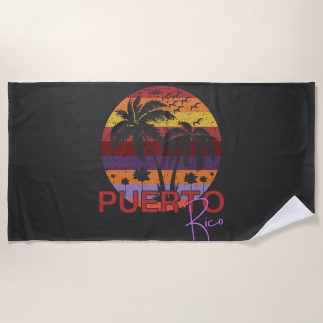 Vintage Puerto Rico Summer Beach Beach Towel (Front)