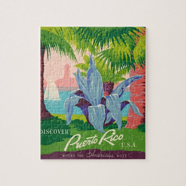 Vintage Puerto Rico Travel Art Ilustration Jigsaw Puzzle (Vertical)