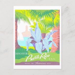 Vintage Puerto Rico Travel Poster Postcard