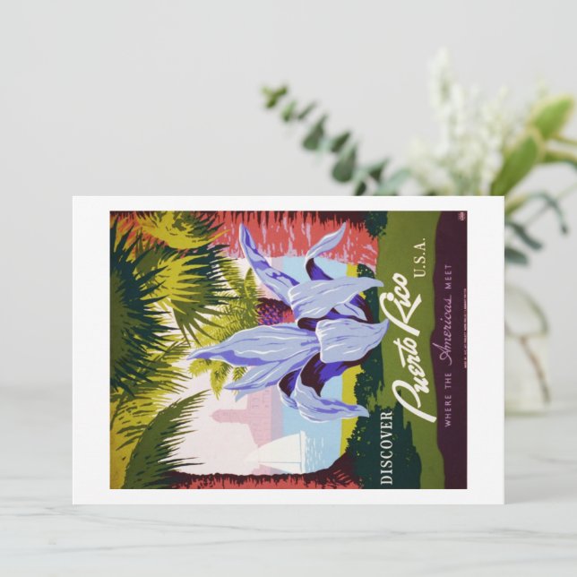 Vintage Puerto Rico Travel Tropical Customize Invitation (Standing Front)