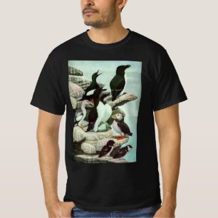 Vintage Puffins and Aquatic Birds by Louis Fuertes T-Shirt