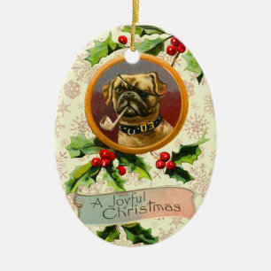 Vintage Pug Christmas Ornament