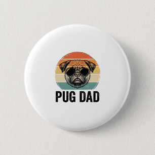 Vintage Pug Dad Engraving Dog Lover Design_1 2 Inch Round Button