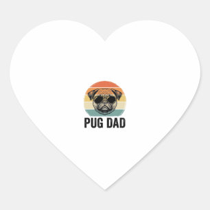 Vintage Pug Dad Engraving Dog Lover Design_1 Heart Sticker