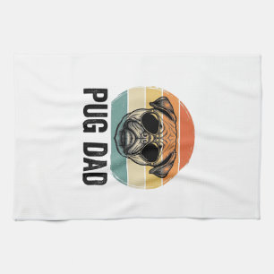 Vintage Pug Dad Engraving Dog Lover Design_1 Kitchen Towel