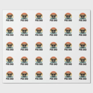 Vintage Pug Dad Engraving Dog Lover Design_1 Wrapping Paper
