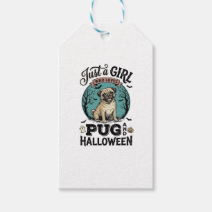 Vintage Pug Halloween Girl Dog Lover Shirt Design_ Gift Tags
