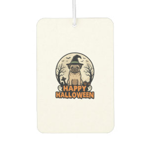 Vintage Pug Happy Halloween Witch Hat Shirt Design Air Freshener