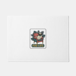 Vintage Pug Life Cool Dog Sunglasses Design_1 Doormat