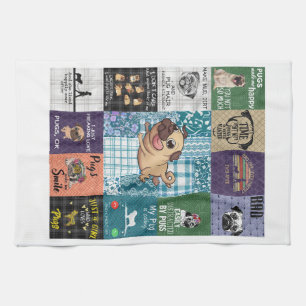 Vintage Pug Lover Gift, Idea Pug Owner Blanket Kitchen Towel