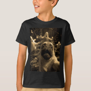Vintage Pug Selfie With Ghosts Haunted Forest T-Shirt