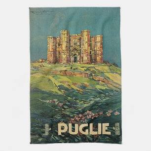 Vintage Puglia Italy Castle Travel Kitchen Towel