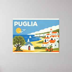 Vintage Puglia Italy Travel Poster  Canvas Print