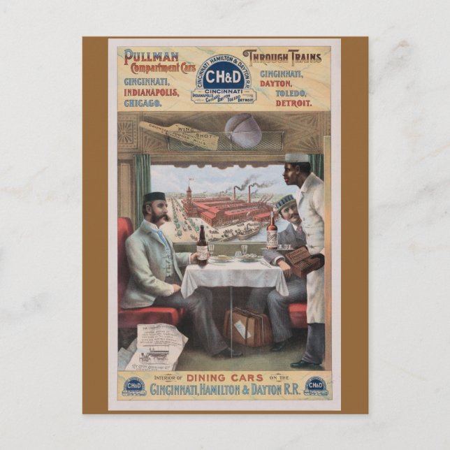 Vintage Pullman train cars Postcard (Front)