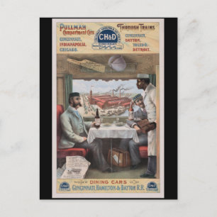 Vintage Pullman train cars Postcard