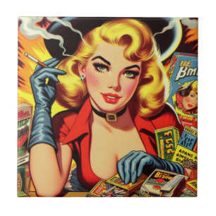 Vintage Pulp Country Girl Tile