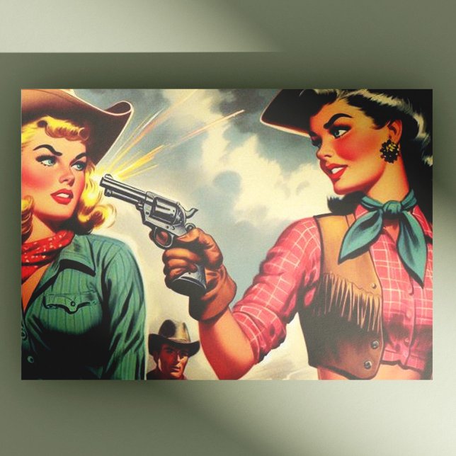 Vintage Pulp Cowgirls Illustration Postcard (Creator Uploaded)