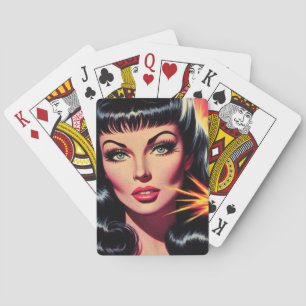Vintage Pulp Girl Playing Cards