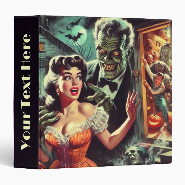 Vintage Pulp Horror Girl Illustration Binder (Front/Spine)