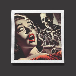 Vintage Pulp Horror Woman Napkin