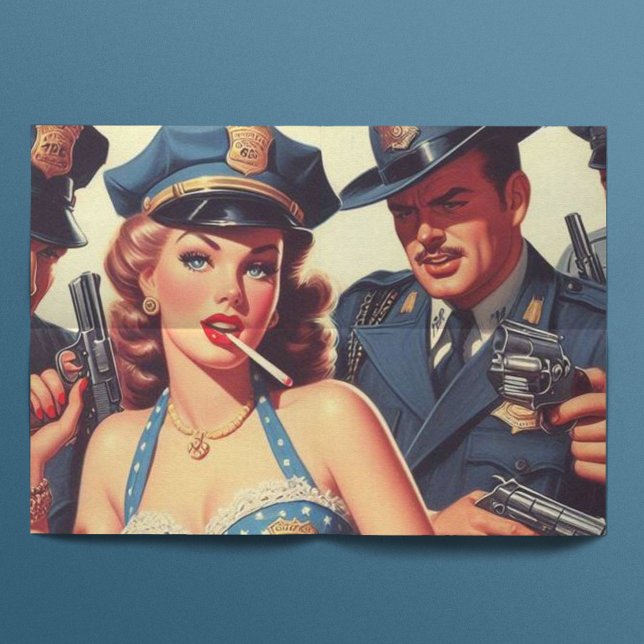 Vintage Pulp Police Illustration Tissue Paper (Creator Uploaded)