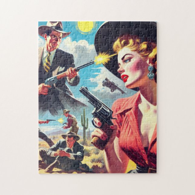 Vintage Pulp Western Illustration Jigsaw Puzzle (Vertical)