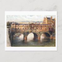 Vintage Pulteney Bridge, Bath, England