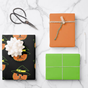 Vintage Pumpin Witch Wrapping Paper Sheet